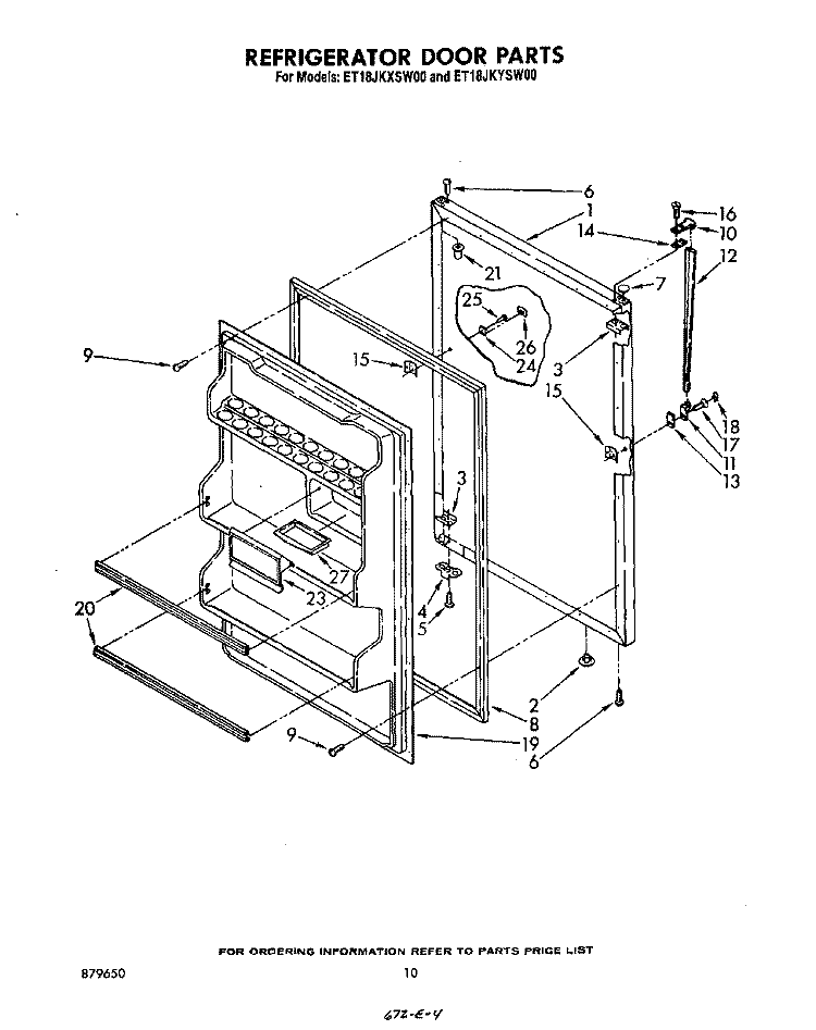 REFRIGERATOR DOOR , NOT ILLUSTRATED Diagram and Parts List for ET18LJKYSW00  Whirlpool Refrigerator