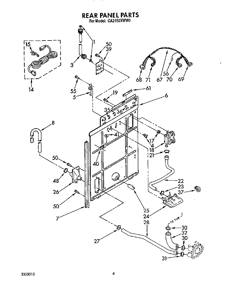 REAR PANEL Diagram and Parts List for CA2452XWN0  Whirlpool Washer
