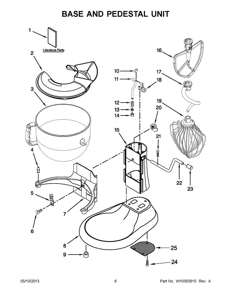 BASE AND PEDESTAL UNIT Diagram and Parts List for 5KSM7581ACA0  KitchenAid Mixer