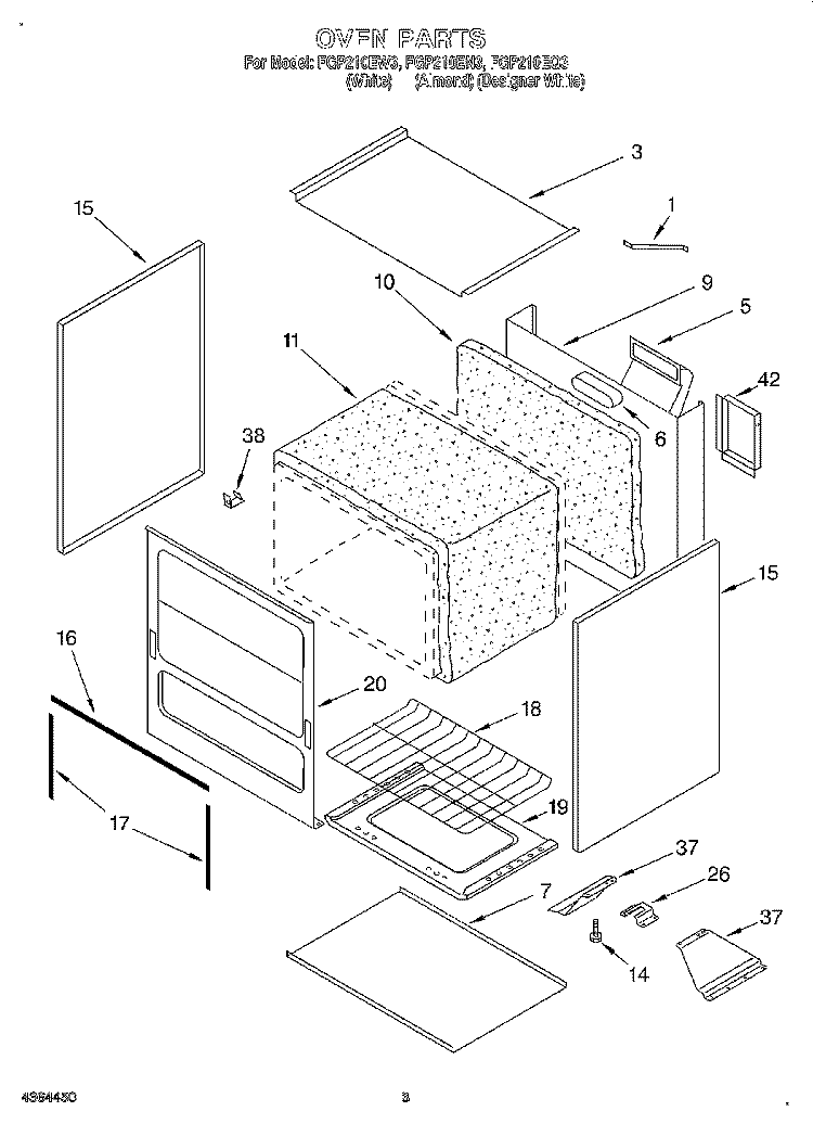 OVEN Diagram and Parts List for FGP210EQ3  Roper Range