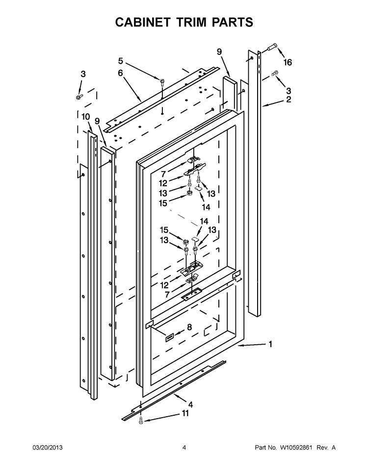 CABINET TRIM PARTS Diagram and Parts List for KBFC42FTS07  KitchenAid Refrigerator