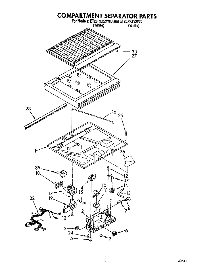 COMPARTMENT SEPARATOR Diagram and Parts List for ET20RKYZW00  Whirlpool Refrigerator