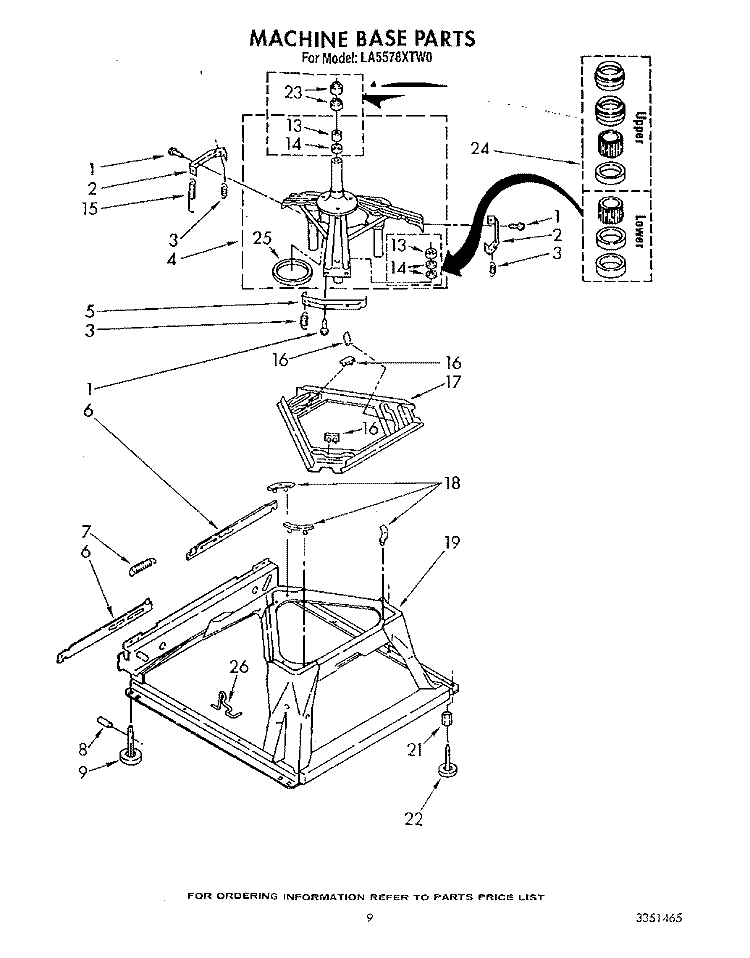 MACHINE BASE Diagram and Parts List for LA5578XTG0  Whirlpool Washer