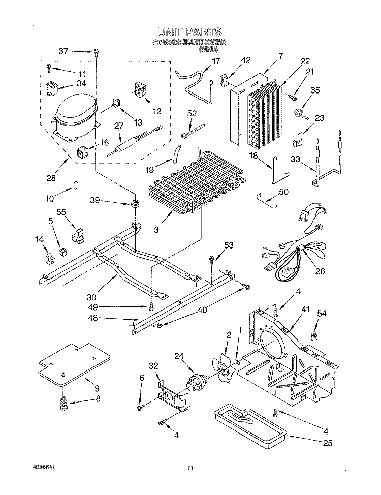 UNIT Diagram and Parts List for 3KART700GW00  Whirlpool Refrigerator