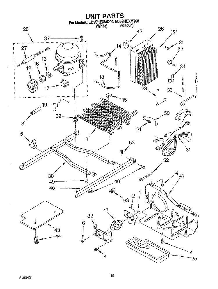 UNIT PARTS Diagram and Parts List for ED5SHEXMT00  Whirlpool Refrigerator