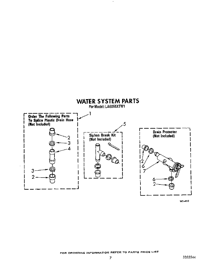 WATER SYSTEM Diagram and Parts List for LA6055XTM1  Whirlpool Washer