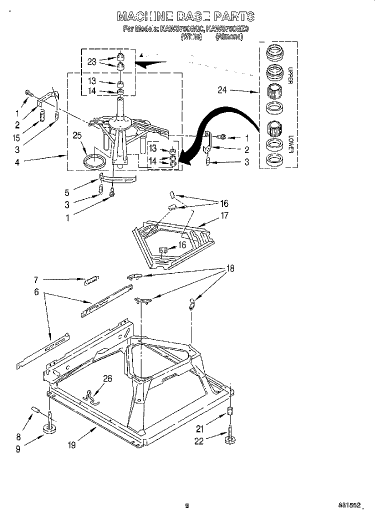 MACHINE BASE Diagram and Parts List for KAWS750GQ0  KitchenAid Washer