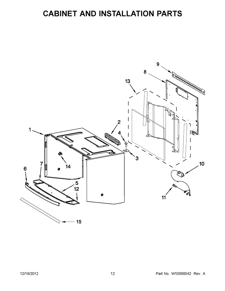 CABINET AND INSTALLATION PARTS Diagram and Parts List for KHHC2090SSS4  KitchenAid Microwave