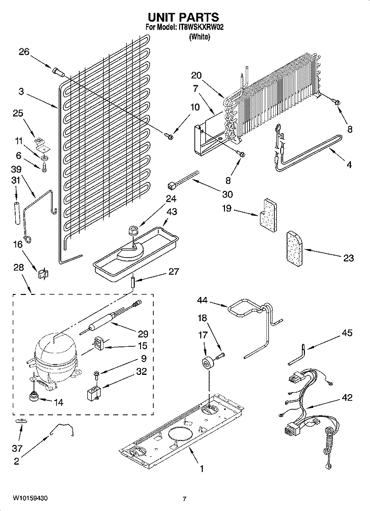 UNIT PARTS Diagram and Parts List for IT8WSKXRW02  Whirlpool Refrigerator