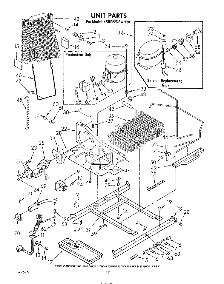 UNIT Diagram and Parts List for KSRF22DSWHY0  KitchenAid Refrigerator