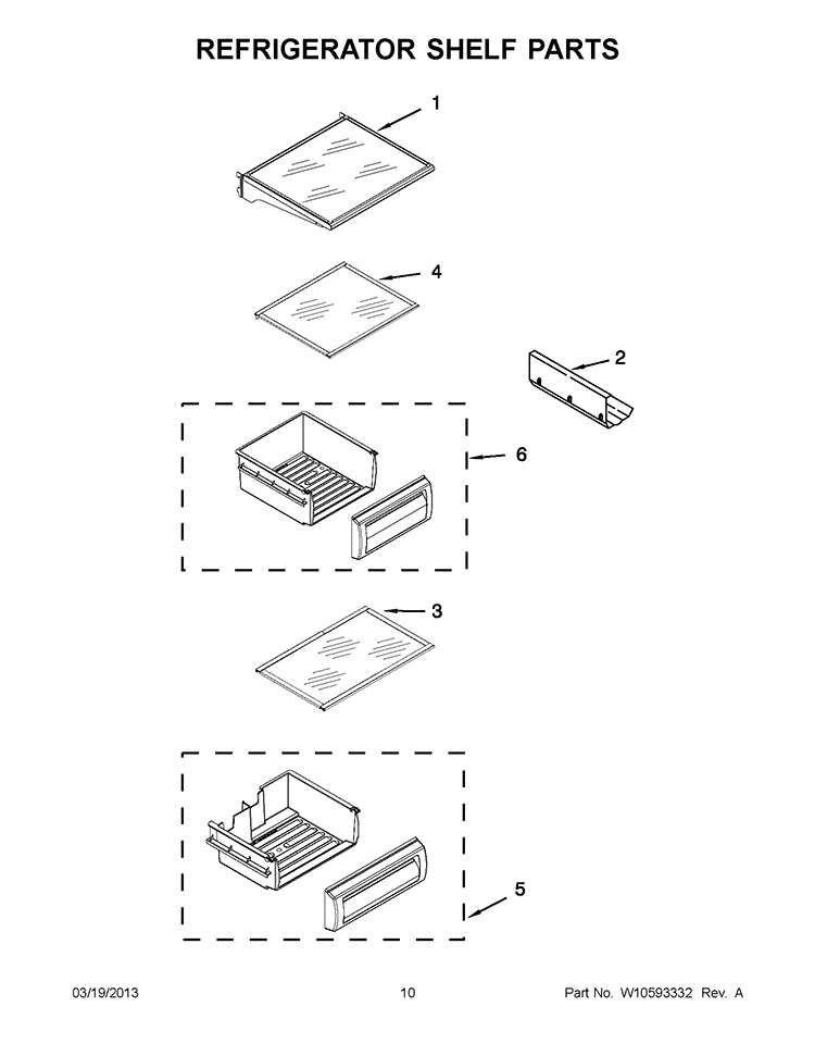 REFRIGERATOR SHELF PARTS Diagram and Parts List for KSSO48FTX17  KitchenAid Refrigerator
