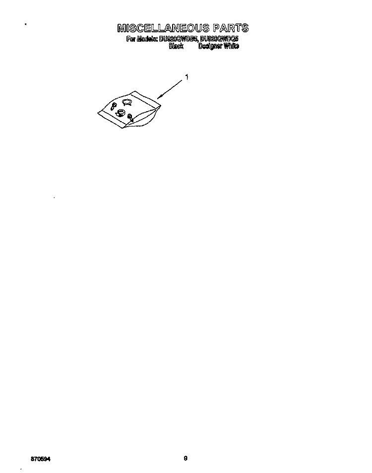MISCELLANEOUS, LIT/OPTIONAL Diagram and Parts List for DU920QWDQ5  Whirlpool Dishwasher