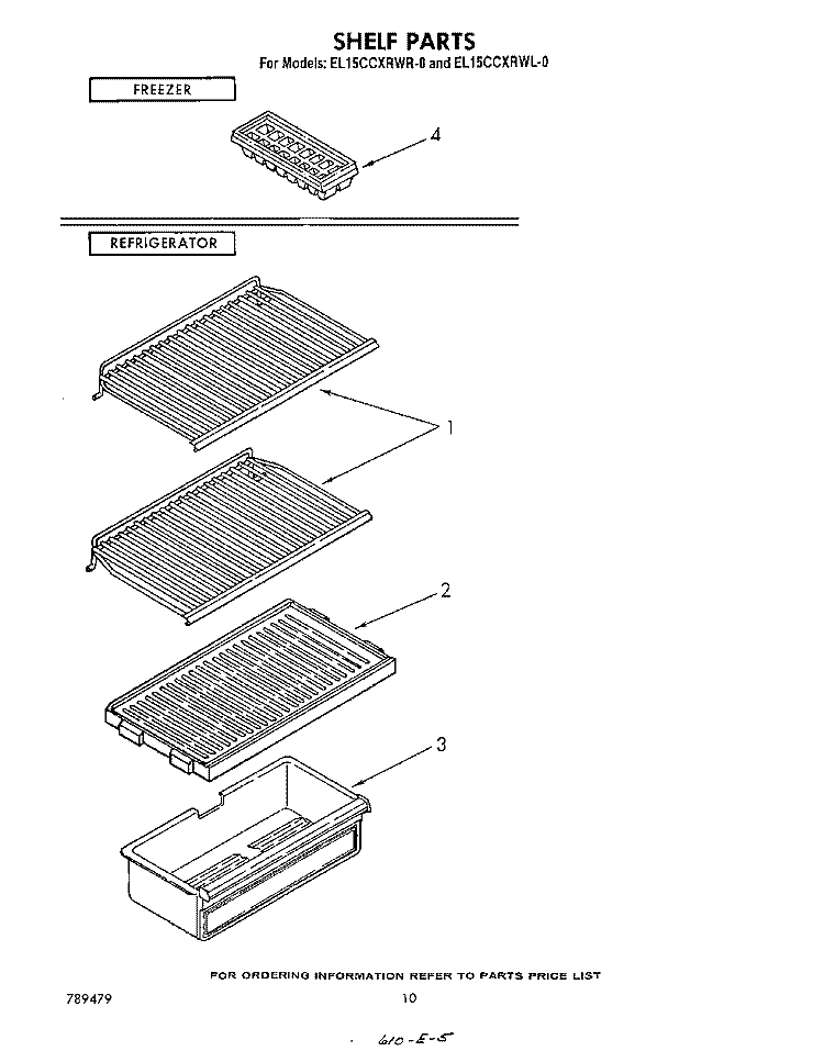 SHELF Diagram and Parts List for EL15CCXRWR0  Whirlpool Refrigerator