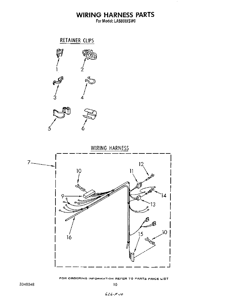WIRING HARNESS Diagram and Parts List for LA5000XSW0  Whirlpool Washer