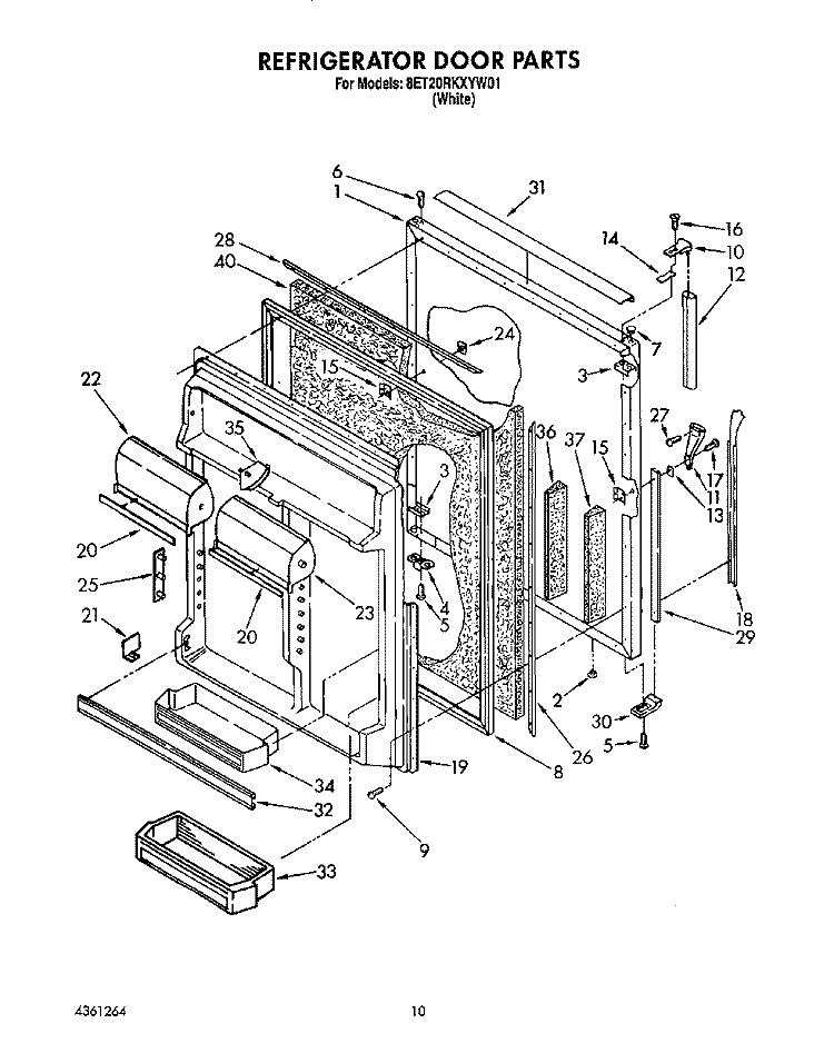 REFRIGERATOR DOOR Diagram and Parts List for 8ET20RKXYW01  Whirlpool Refrigerator
