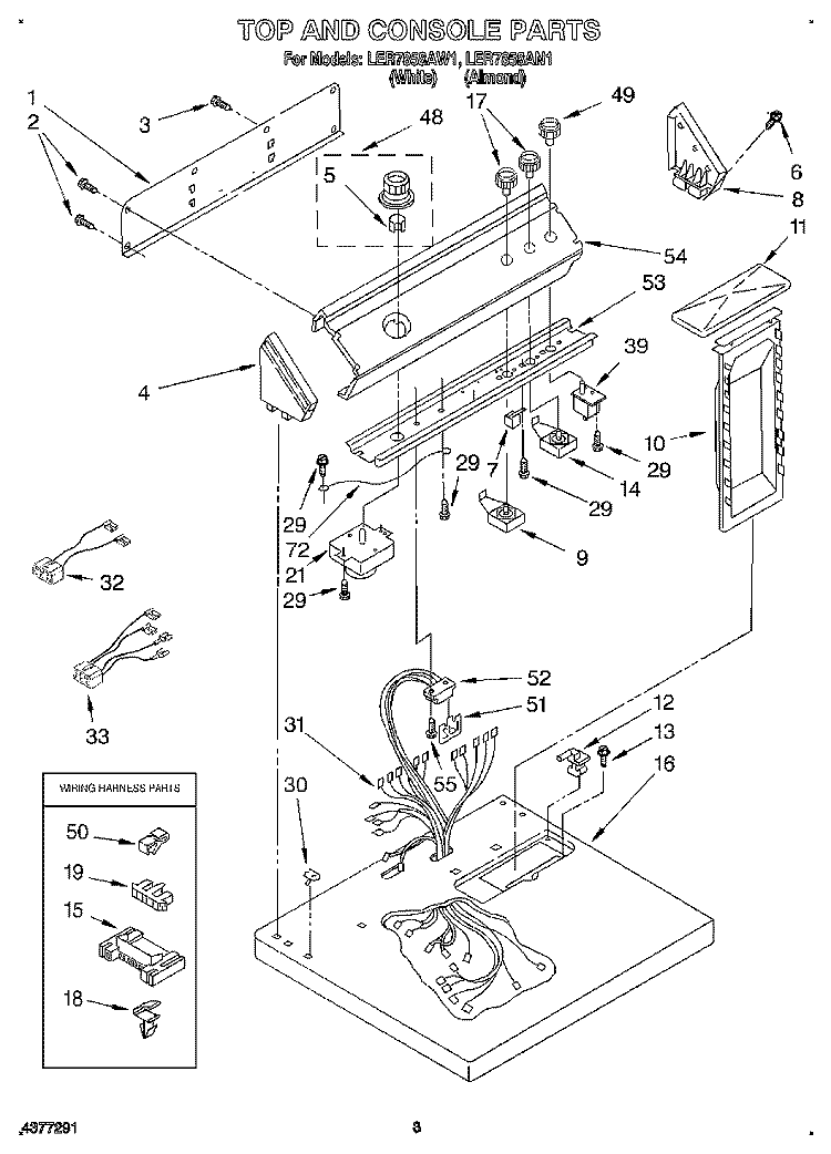 SECTION Diagram and Parts List for LER7858AN1  Whirlpool Dryer