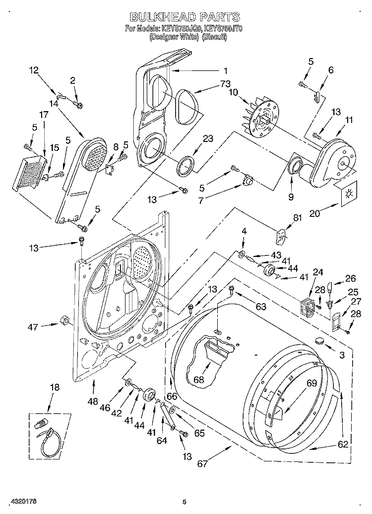 SECTION Diagram and Parts List for KEYS750JQ0  KitchenAid Dryer