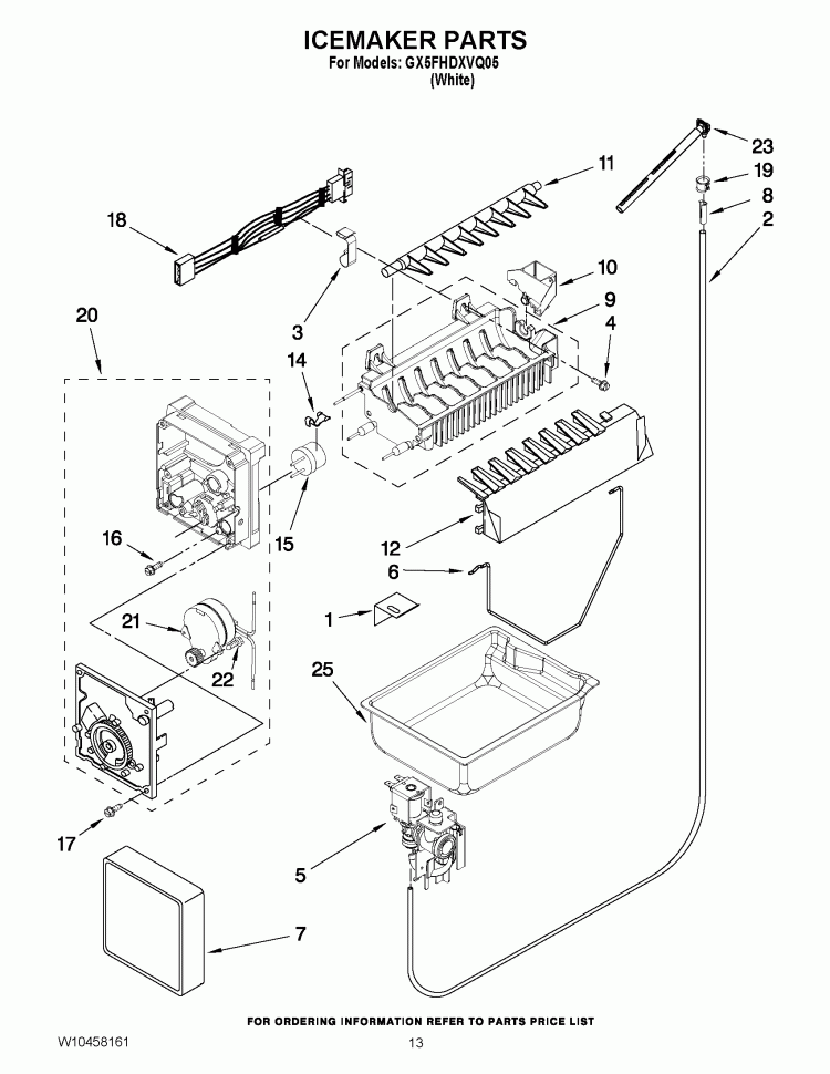 ICEMAKER PARTS Diagram and Parts List for GX5FHDXVQ05  Whirlpool Refrigerator