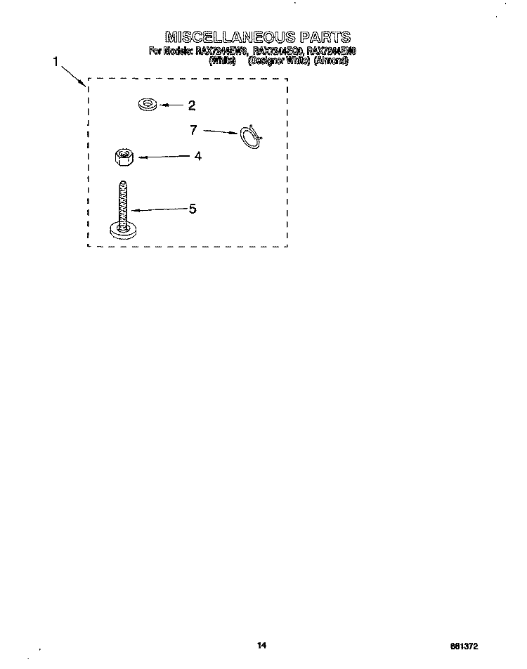 MISCELLANEOUS, LIT/OPTIONAL Diagram and Parts List for RAX7244EN0  Roper Washer