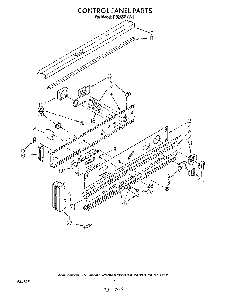 CONTROL PANEL , LITERATURE AND OPTIONAL Diagram and Parts List for RB265PXV1  Whirlpool Wall Oven