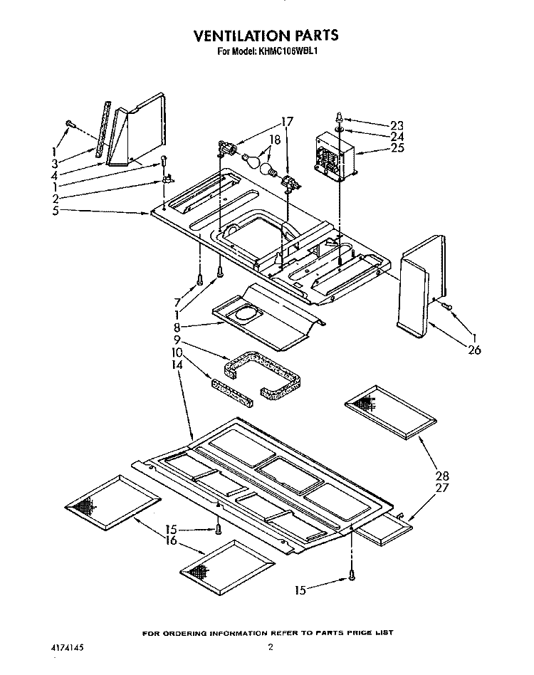 VENTILATION Diagram and Parts List for KHMC106WAL1  KitchenAid Microwave