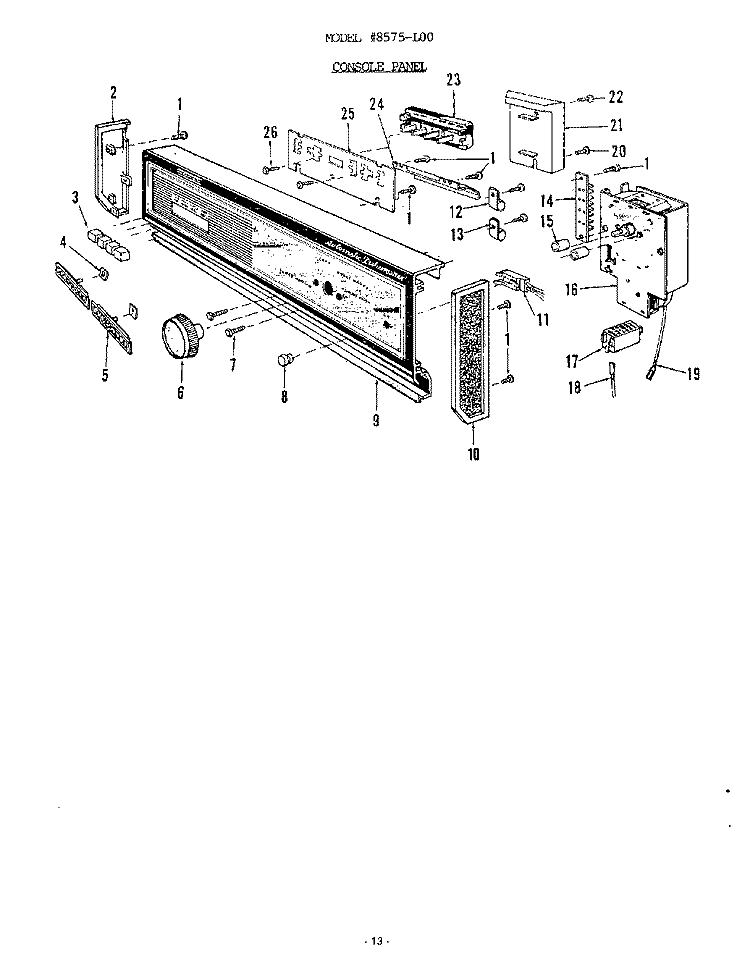 CONSOLE Diagram and Parts List for 8585L00  Roper Dishwasher
