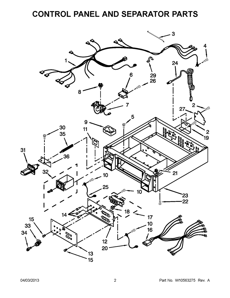 CONTROL PANEL AND SEPARATOR PARTS Diagram and Parts List for CSP2761TQ4  Whirlpool Dryer