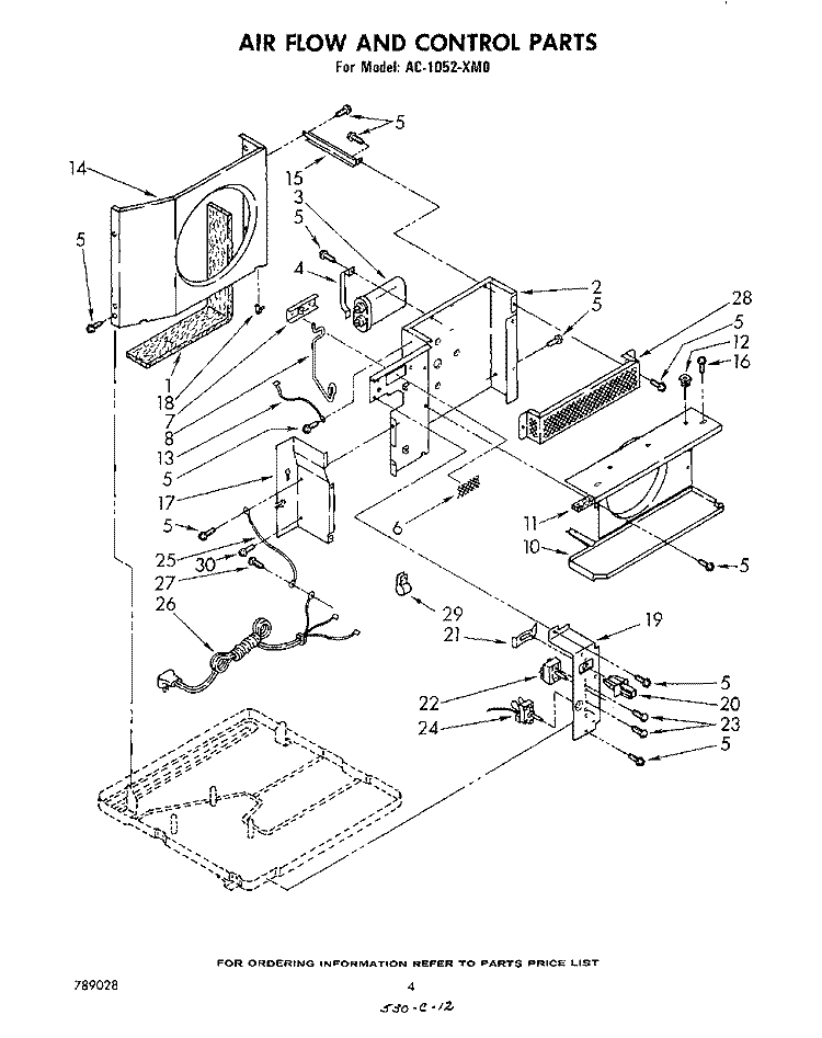 SECTION Diagram and Parts List for AC1052XM0  Whirlpool Air Conditioner