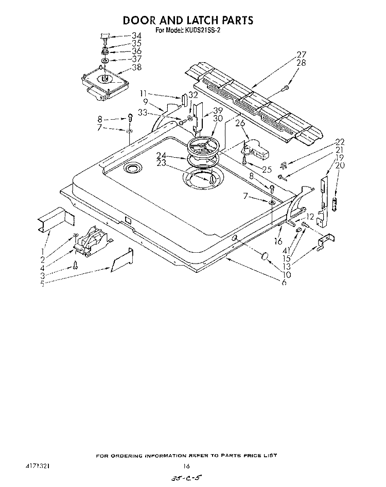 DOOR AND LATCH Diagram and Parts List for KUDS21SS2  KitchenAid Dishwasher