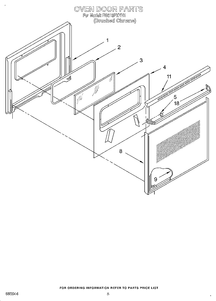OVEN DOOR, OPTIONAL Diagram and Parts List for RS610PXYH1  Whirlpool Range