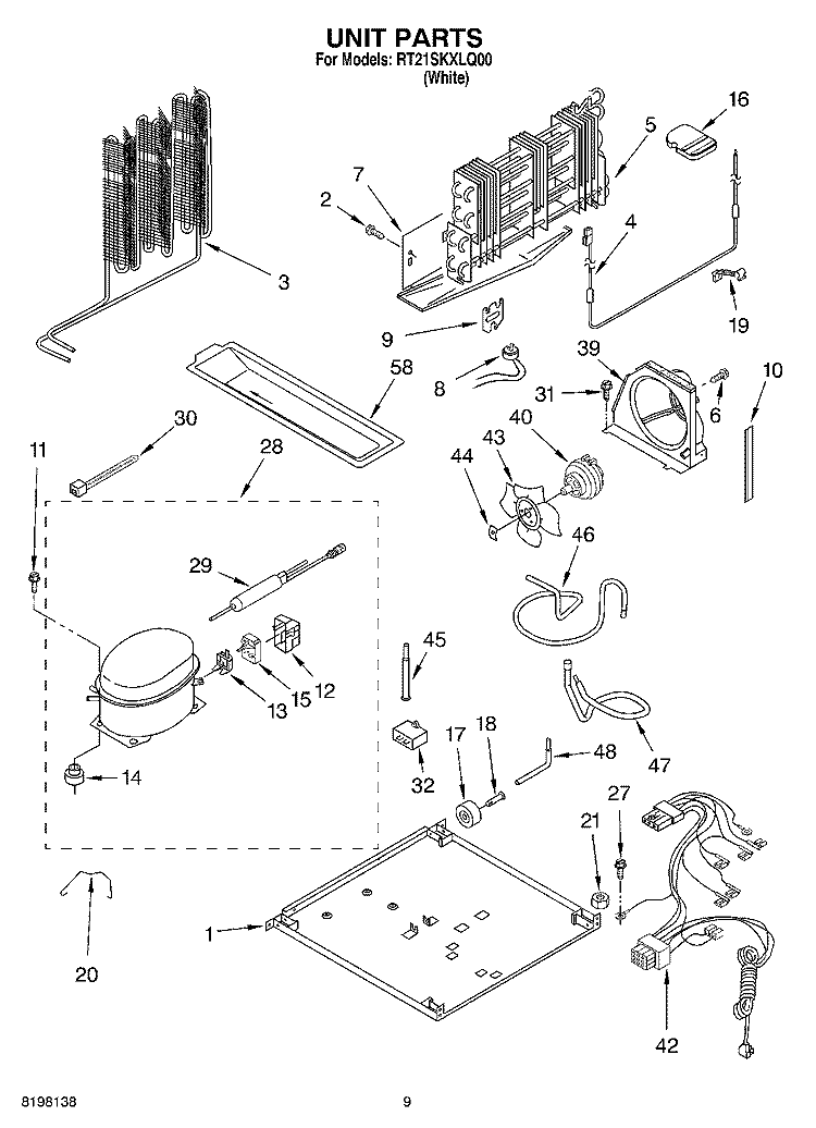UNIT, OPTIONAL Diagram and Parts List for RT21SKXLQ00  Roper Refrigerator