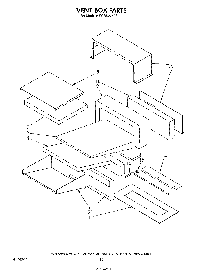 VENT BOX Diagram and Parts List for KGBS245SBL0  KitchenAid Wall Oven