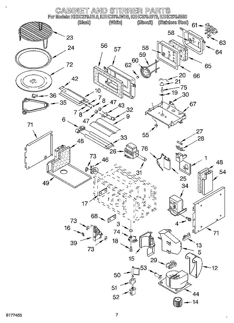 CABINET AND STIRRER Diagram and Parts List for KEHC379JSS0  KitchenAid Microwave Oven Combo