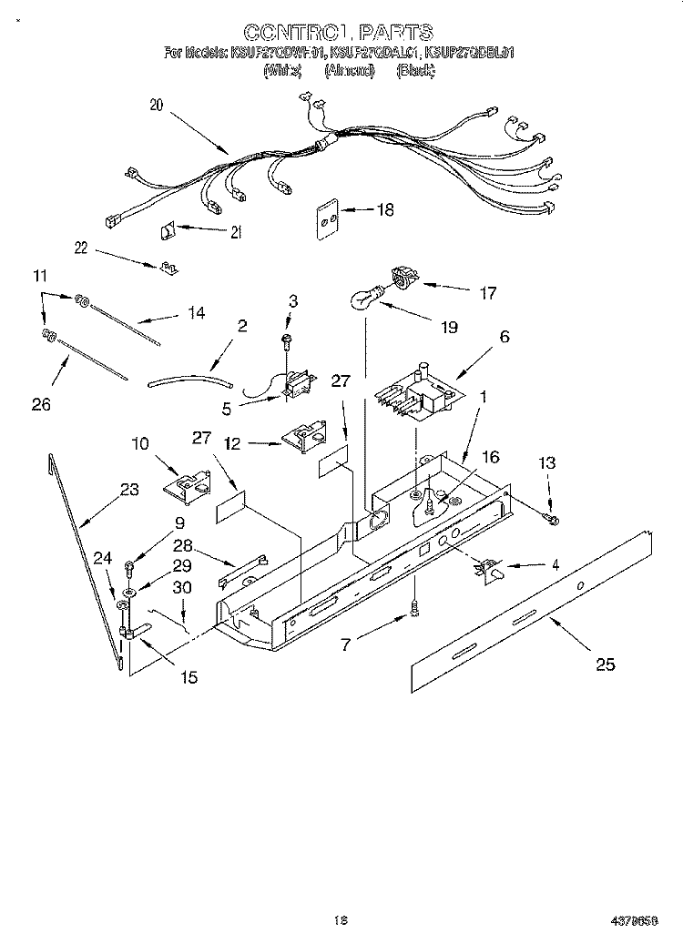 CONTROL Diagram and Parts List for KSUP27QDBL01  KitchenAid Refrigerator