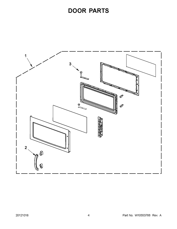 DOOR PARTS Diagram and Parts List for WMH76718AS0  Whirlpool Microwave