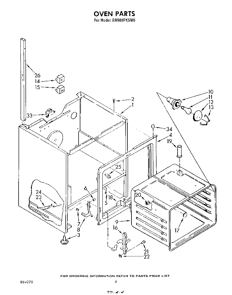 OVEN Diagram and Parts List for RM988PXSW0  Whirlpool Microwave Oven Combo