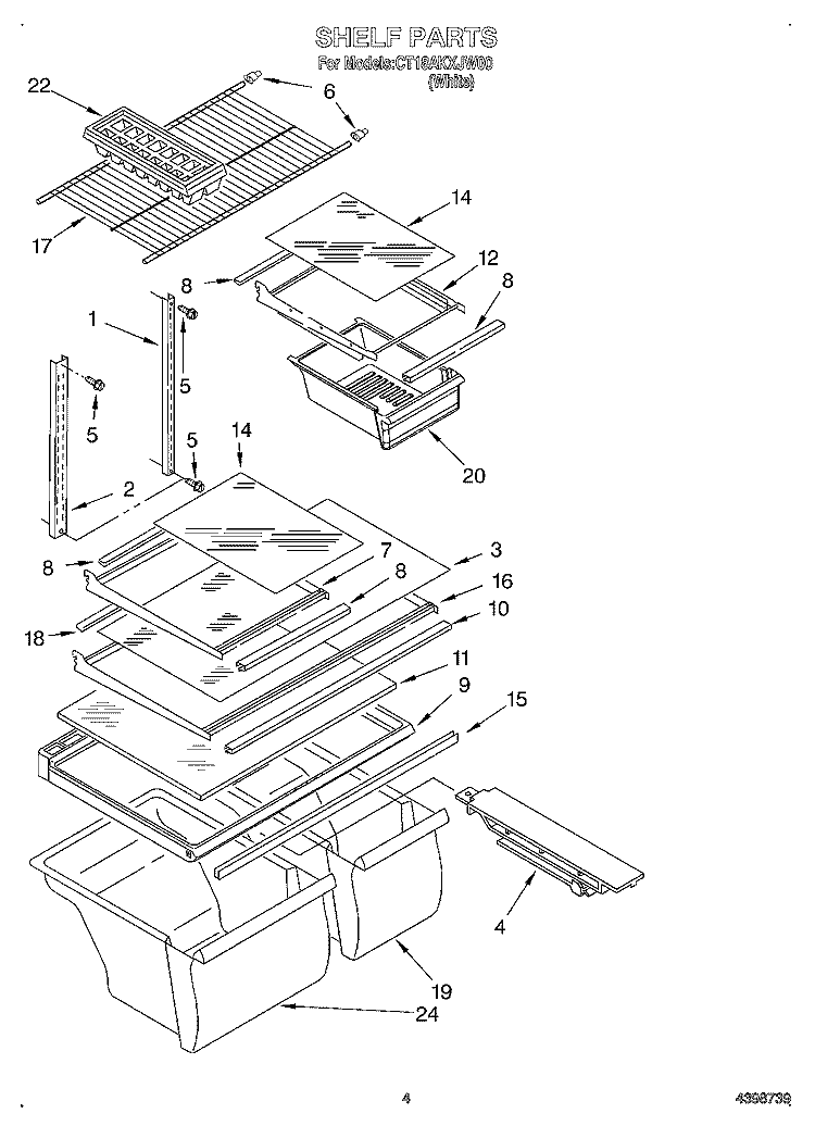 SHELF Diagram and Parts List for CT18AKXJW00  Crosley Refrigerator