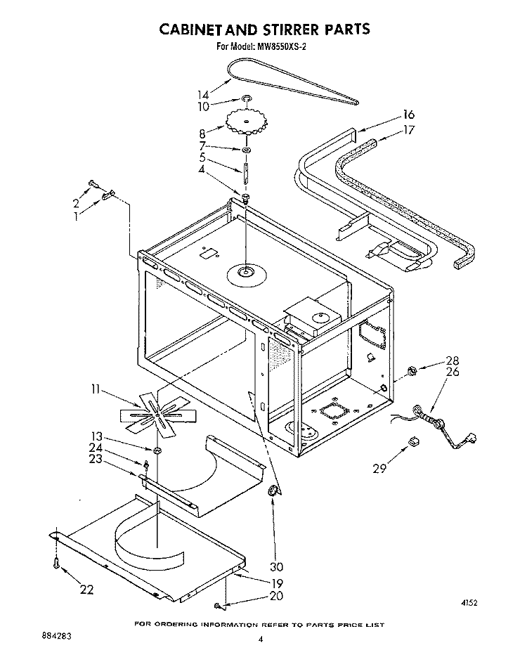 CABINET AND STIRRER Diagram and Parts List for MW8550XS2  Whirlpool Microwave