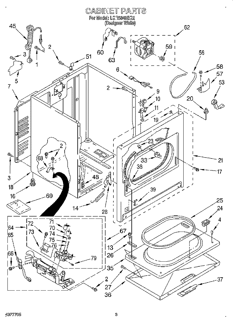CABINET Diagram and Parts List for LGR5848EQ2  Whirlpool Dryer