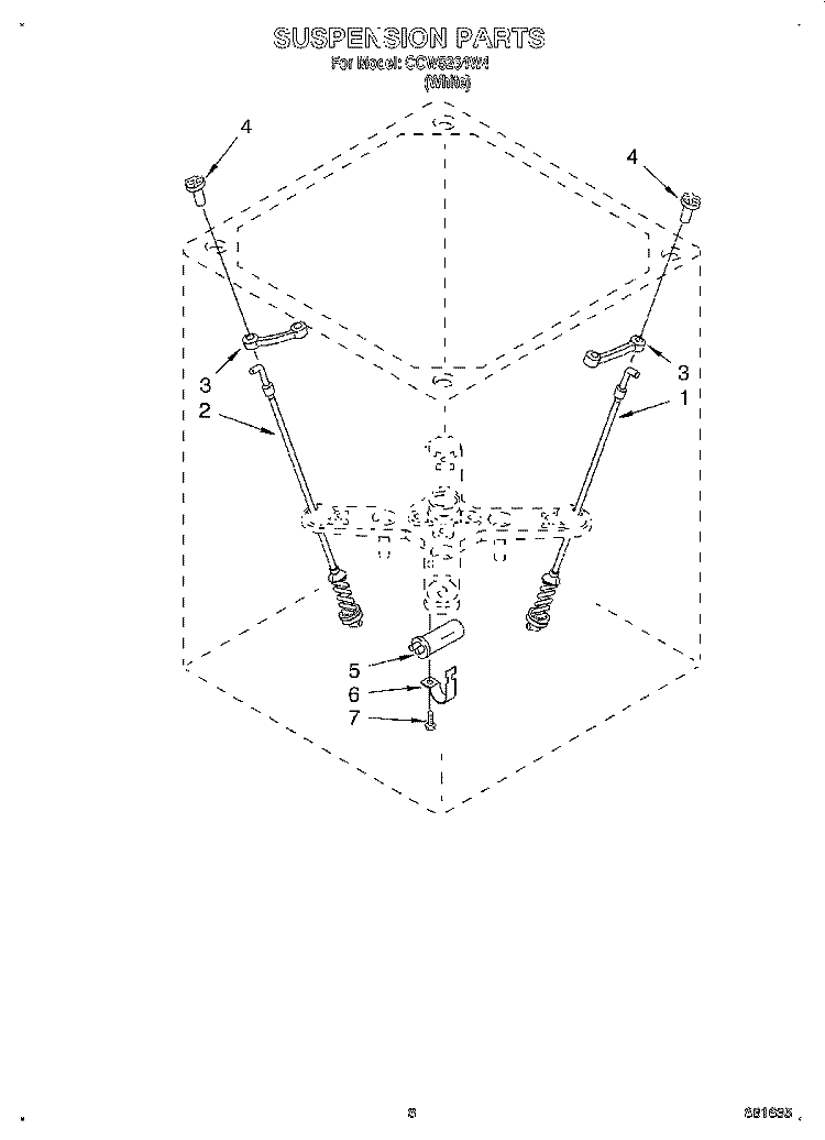 SUSPENSION Diagram and Parts List for CCW5264W4  Whirlpool Washer