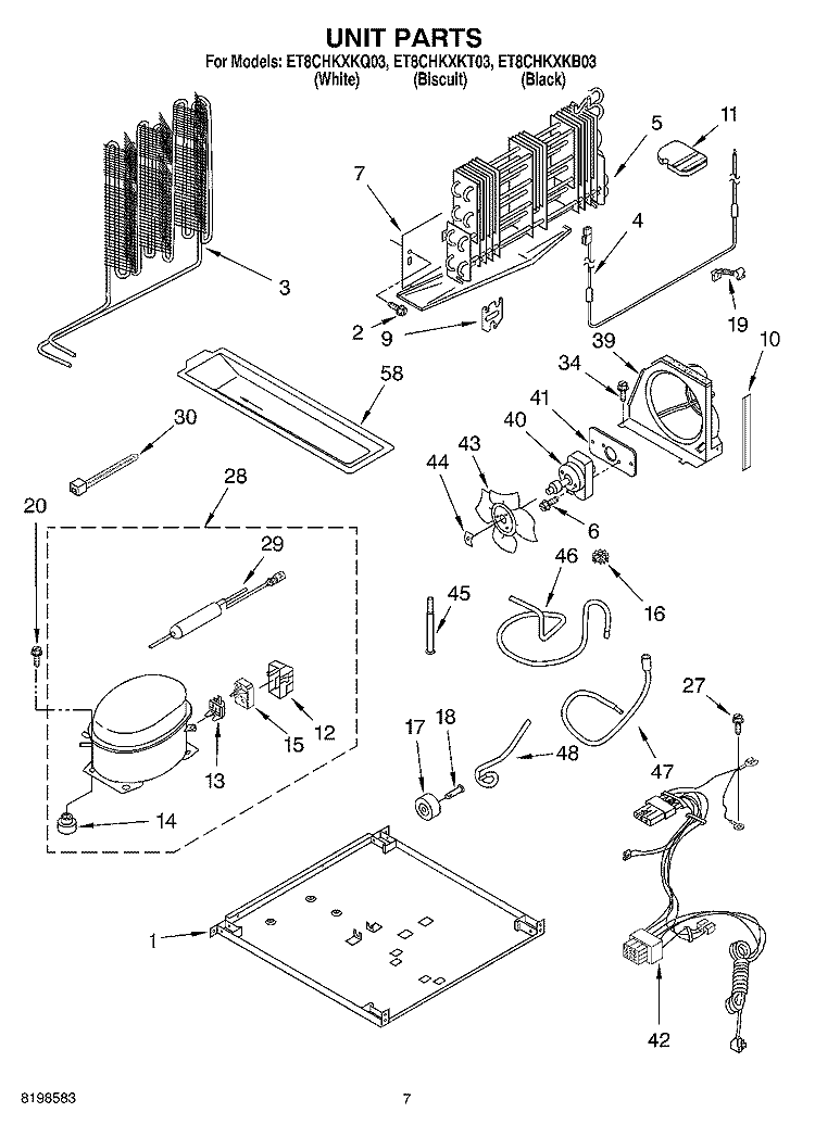 UNIT PARTS Diagram and Parts List for ET8CHKXKT03  Whirlpool Refrigerator