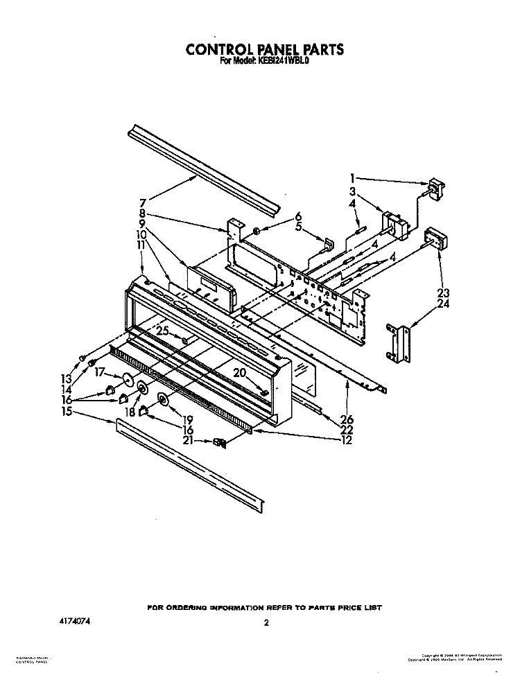 CONTROL PANEL, LIT/OPTIONAL Diagram and Parts List for KEBI241WBL0  KitchenAid Wall Oven