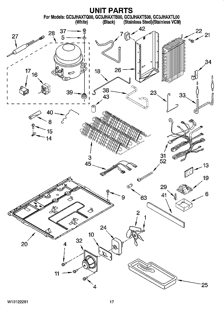 UNIT PARTS Diagram and Parts List for GC3JHAXTL00  Whirlpool Refrigerator