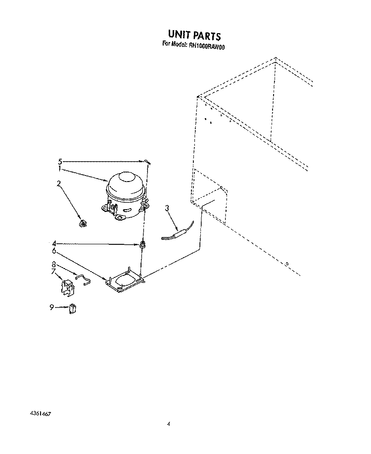 SECTION Diagram and Parts List for RH1000RAW00  Roper Freezer