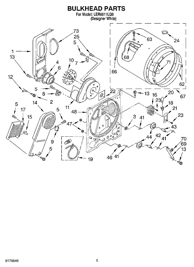 SECTION Diagram and Parts List for LER6611LQ0  Whirlpool Dryer