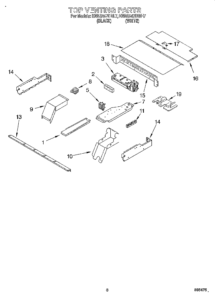 TOP VENTING, OPTIONAL Diagram and Parts List for KEBS247DBL7  KitchenAid Wall Oven