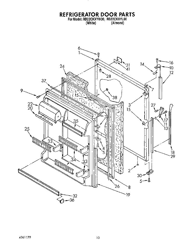 REFRIGERATOR DOOR Diagram and Parts List for RB22CKXYW00  Roper Refrigerator