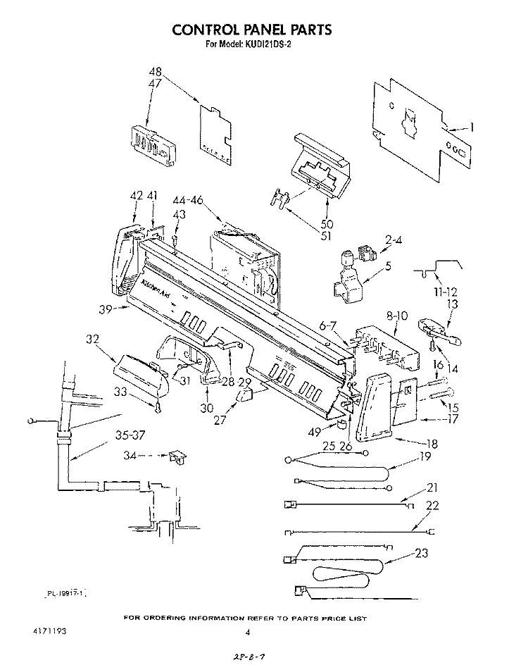 CONTROL PANEL , LIT/OPTIONAL Diagram and Parts List for KUDI21DS2  KitchenAid Dishwasher