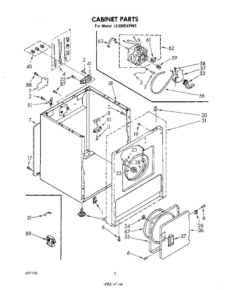 SECTION Diagram and Parts List for LE3005XPW0  Whirlpool Dryer