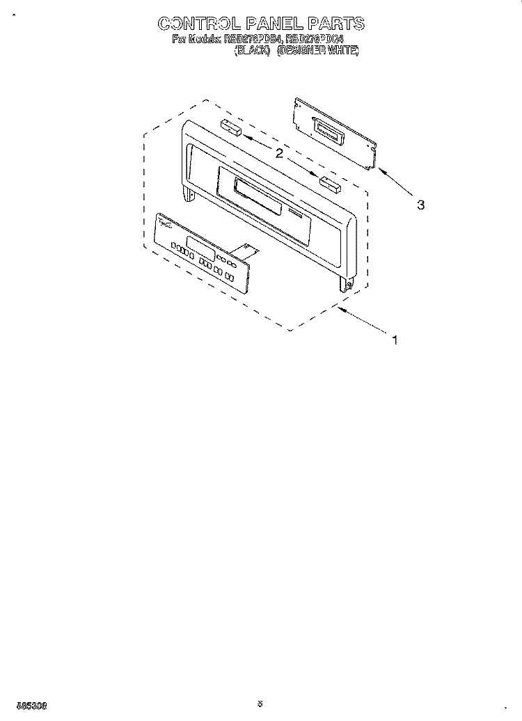CONTROL PANEL, LITERATURE Diagram and Parts List for RBD276PDB4  Whirlpool Wall Oven